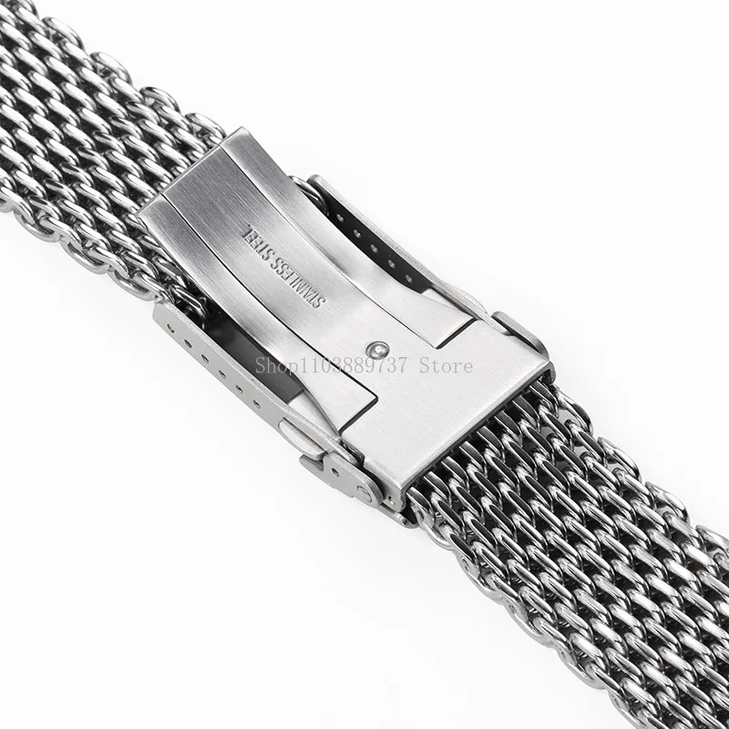 Luxury Bracelet Solid Stainless Steel Shark Mesh Watchband Milanese Loop Smartwatch Strap Adjustable Buckle Diving Men Wristbelt