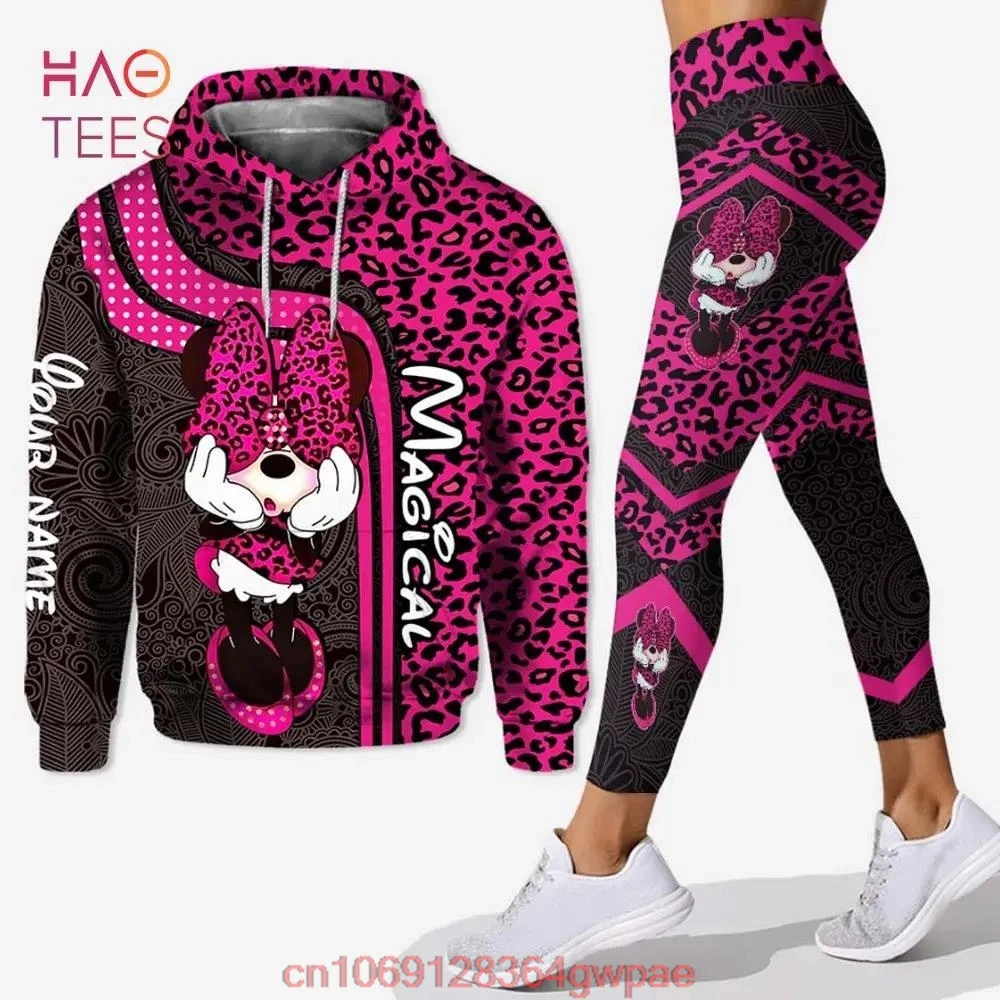 Disney Minnie Mouse Hoodie Women\'s Hoodie Set Minnie Yoga Pants Sweatpants Womens Disney Yoga Hoodie Leggings Fashion Tracksuit