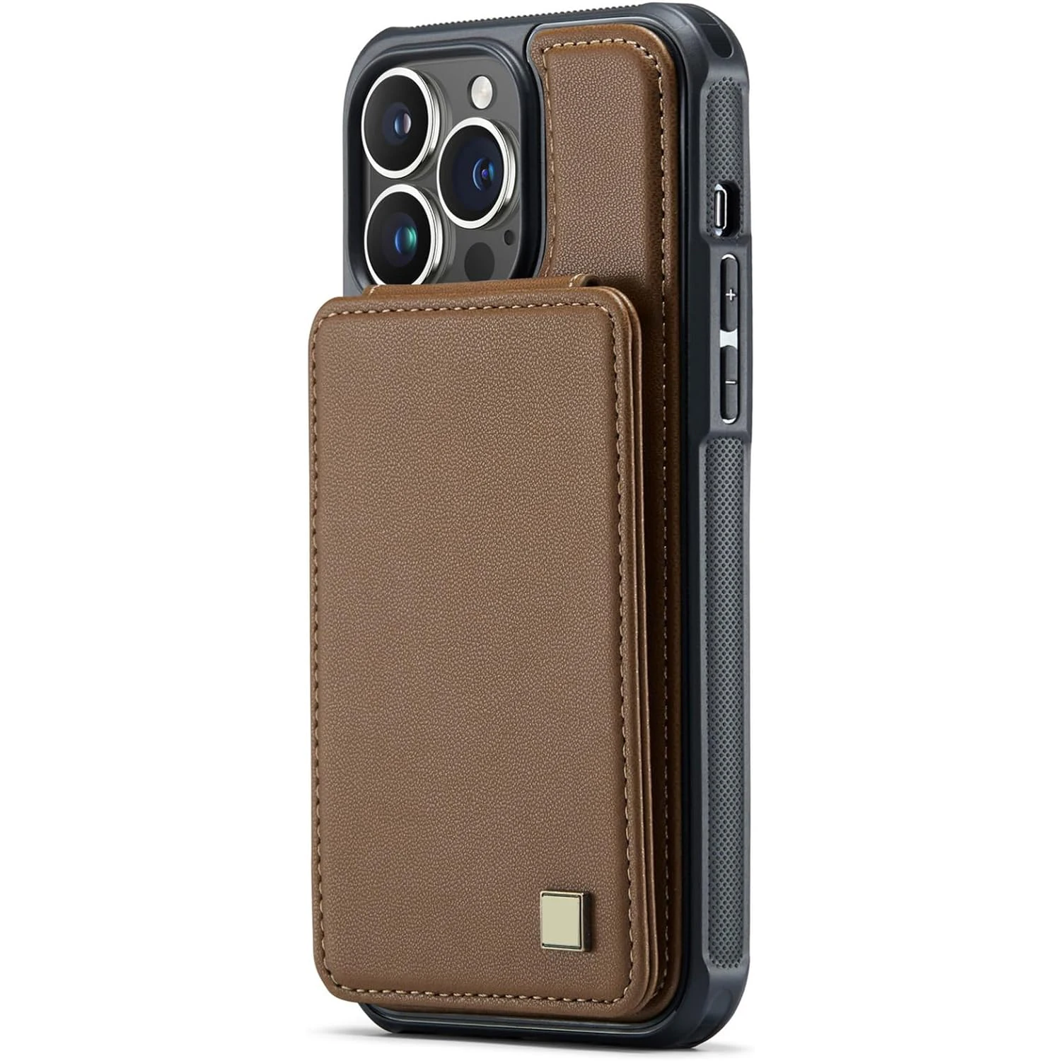 Card Case for iPhone 15 Pro Max/15 Plus/15 Pro/15, Slim Leather Cover Back Car Magnetic Suction Case