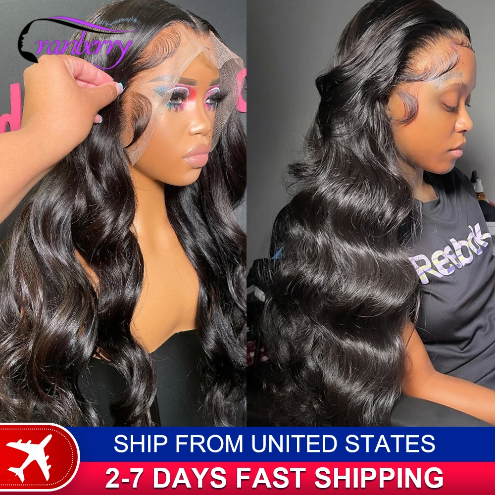 Human Hair Lace Wigs Remy Brazilian Transparent Body Wave 13x4 Lace Frontal Wig 180% Density Cranberry Hair 13x4 Lace Front Wig