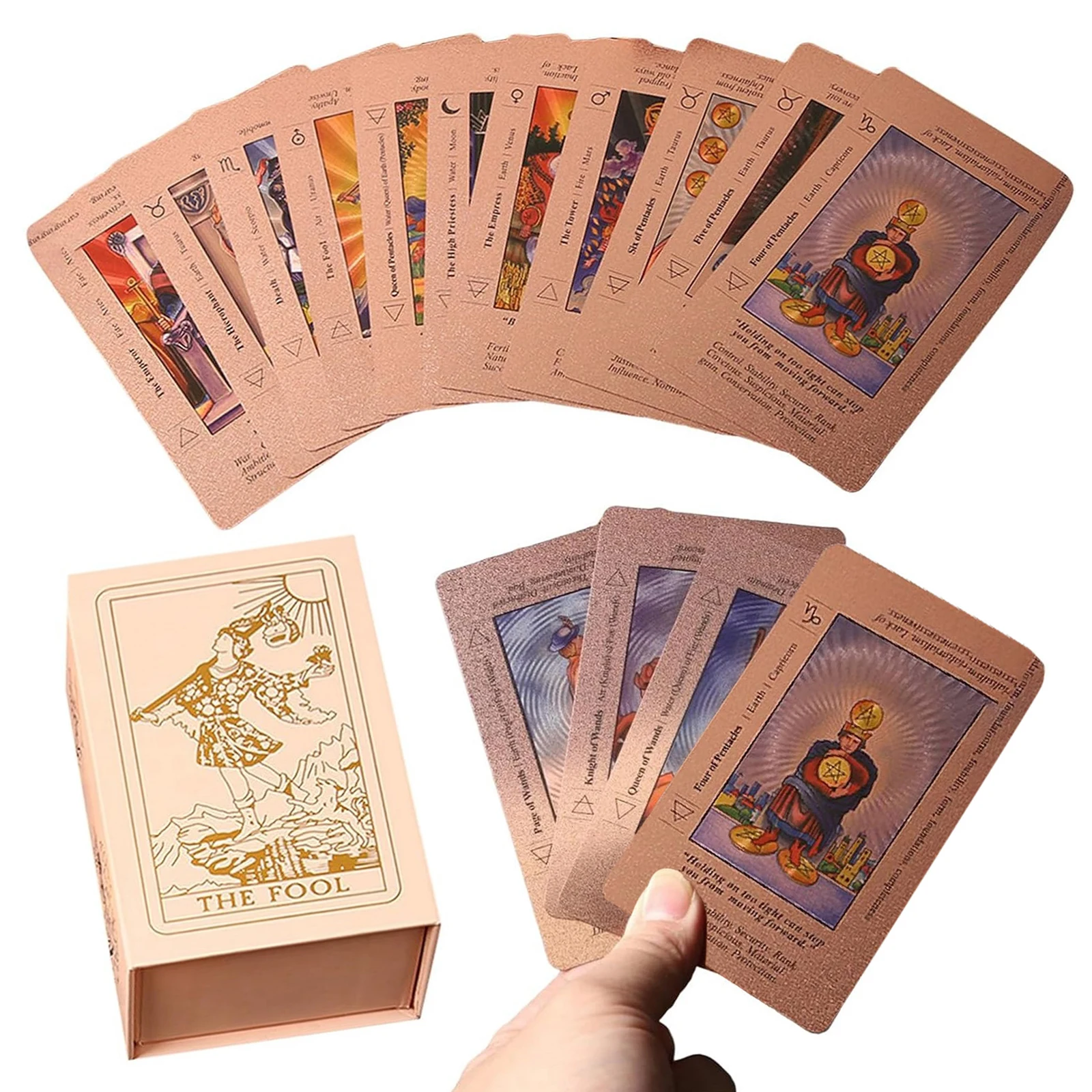 Tarot Cards Set with Meanings on Them - Beginner Tarot Deck Set - 78pcs Tarot Cards with Placements for Experienced Practitioner