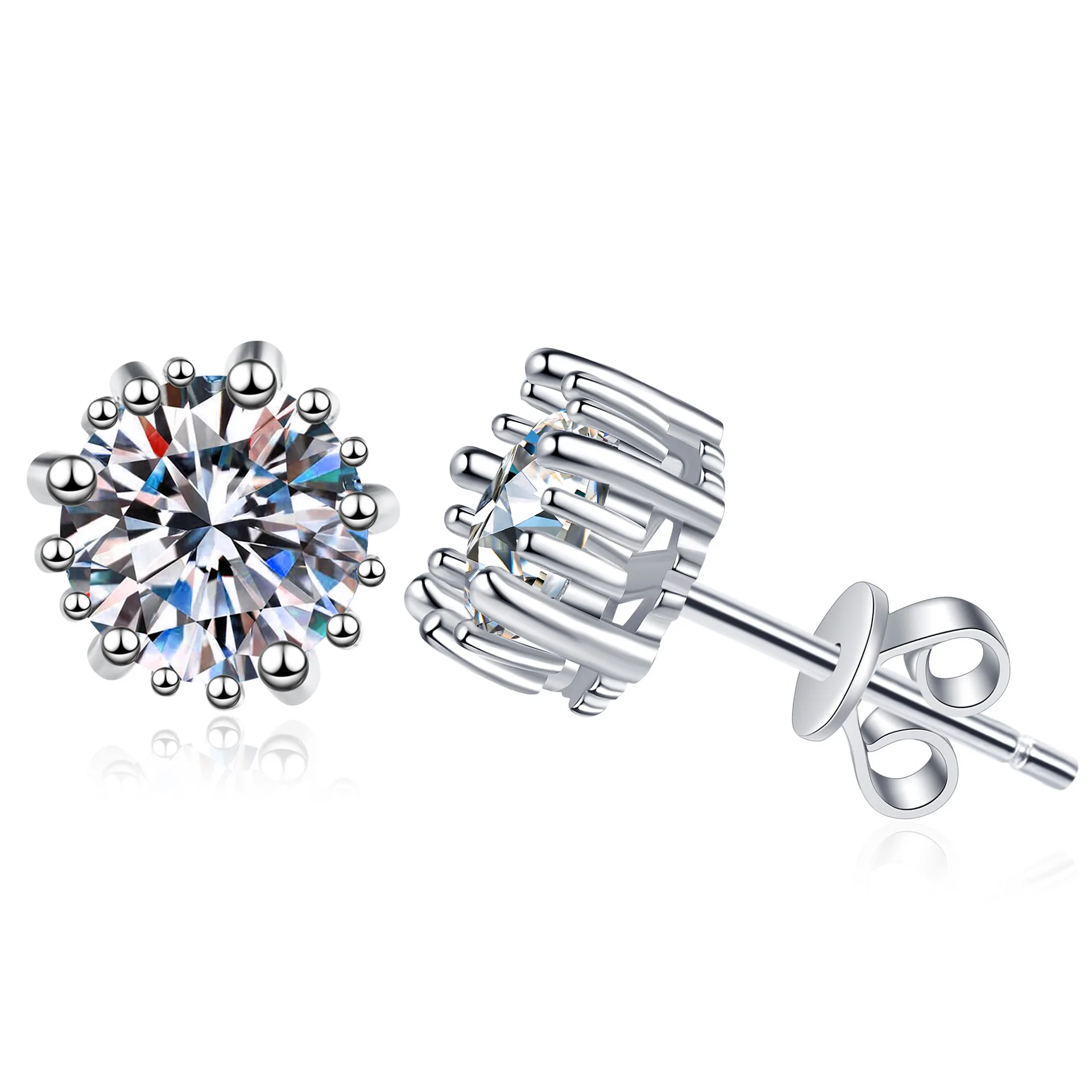 الأصلي الأكثر مبيعا 2026 جديد البلاتين مويسانيتي وأقراط فاخرة الحد الأدنى موضة PT950 أقراط الذهب الأبيض شهادة هدية