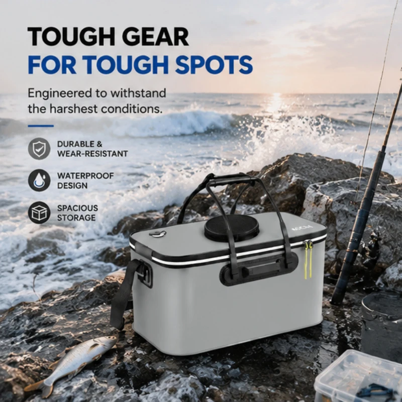 Light Compact Foldable EVA Water Container Thick Collapsible Bucket For Outdoor Fishing Hiking Camping Field Water Storage