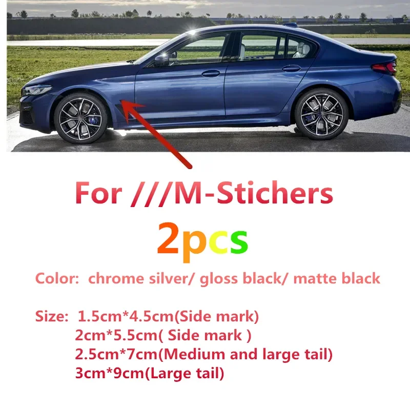 

For M1 M2 M3 M4 M5 M6 M7 E36 E46 E60 E90 E92 F10 F20 F30 2 pcs ABS M Emblems Stickers Badges Wing Side Fender Car styling logo