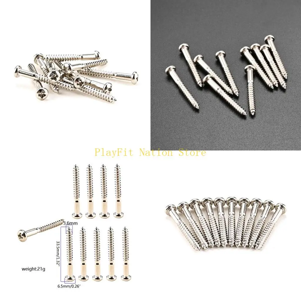 

242F 10 Pieces Guitar Screw Electric Guitar Bridge Mounting Screws, Nickle