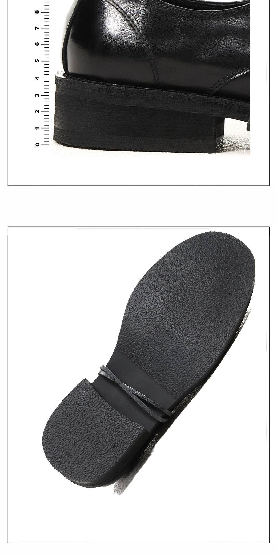 Black whole shoe washed cowhide round toe handmade derby leather shoes men's thick soled casual formal commuting