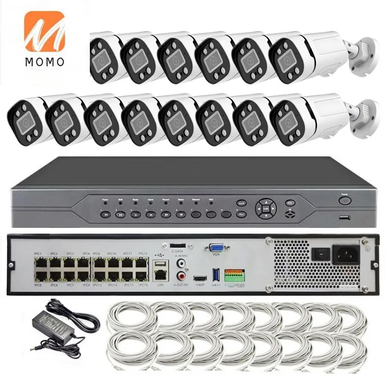 Full Color 24/7 Mic 8MP Camera 4K POE NVR KIT 16CH CCTV Set