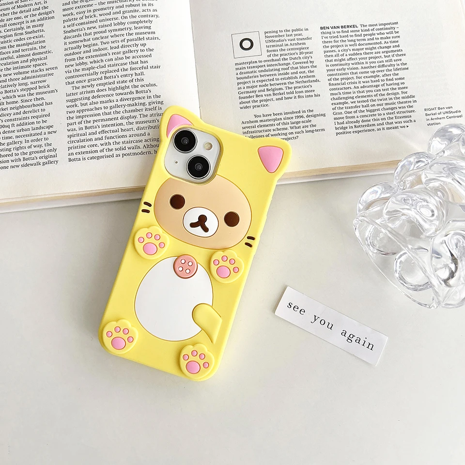 Funda de silicona suave 3D kawaii oso para iPhone 17 16 15 14 13 12 Mini 11 Pro X XS Max XR 6 6S 7 8 Plus SE 4
