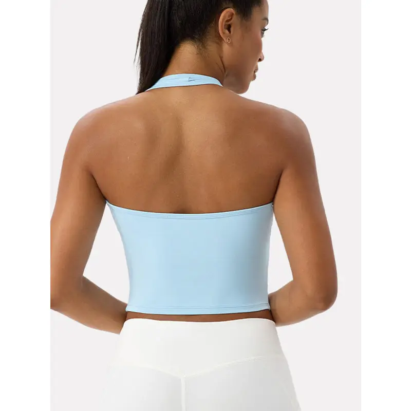 Summer Women's Sports Yoga Vest Halter Neck Gym Sports Bra Sexy Yoga Fitness Tank Top Slim-fit Quick-dry Sports Running Vest