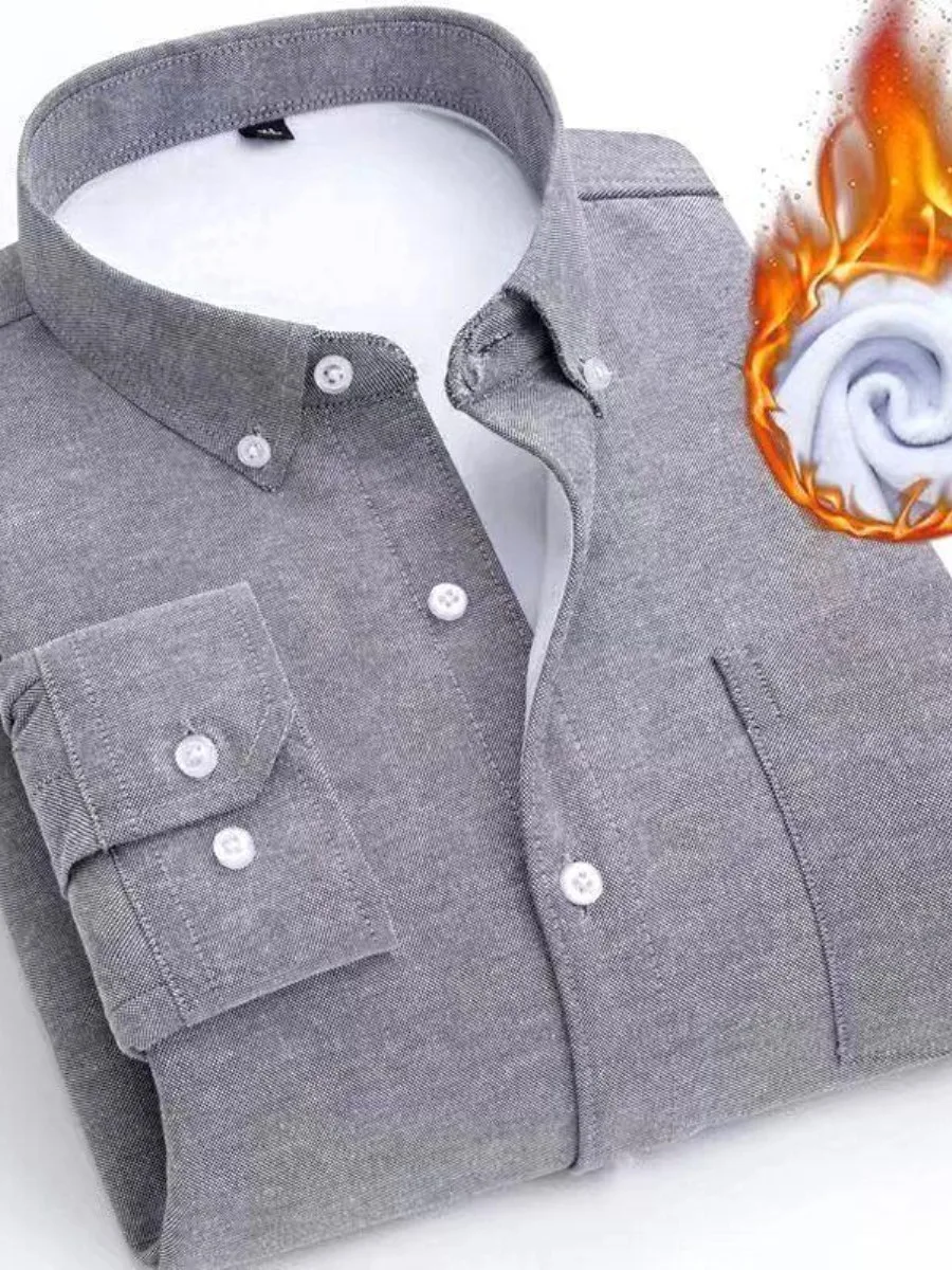 

Thiened Fce теплая ткань быка мужская длинная све irt Busin повседневная зимняя хлопковая молодежная внутренняя одежда с воротником