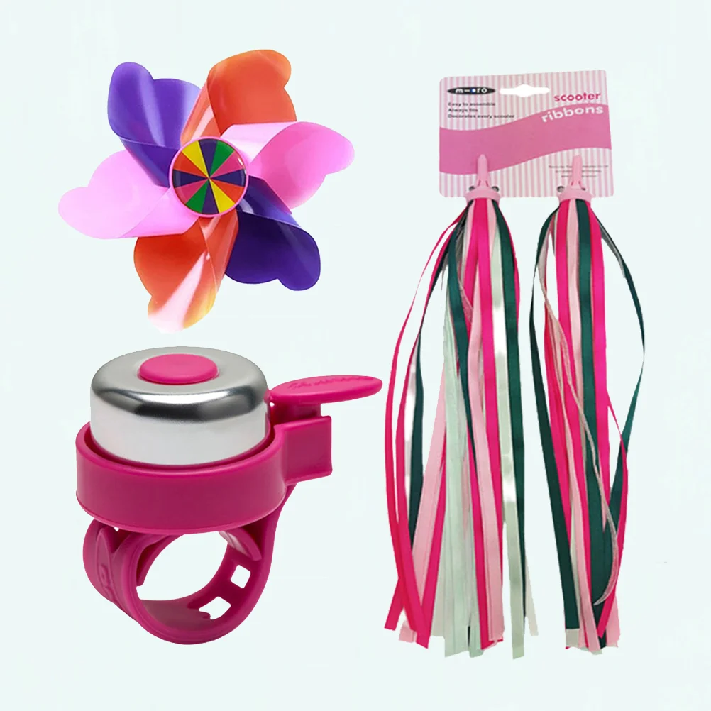 

3 PCS Bike Accessories for Girls Boys Kids Scooter Windmill Bells Streamers Colorful Tassel Ribbons Fun Cute Creative