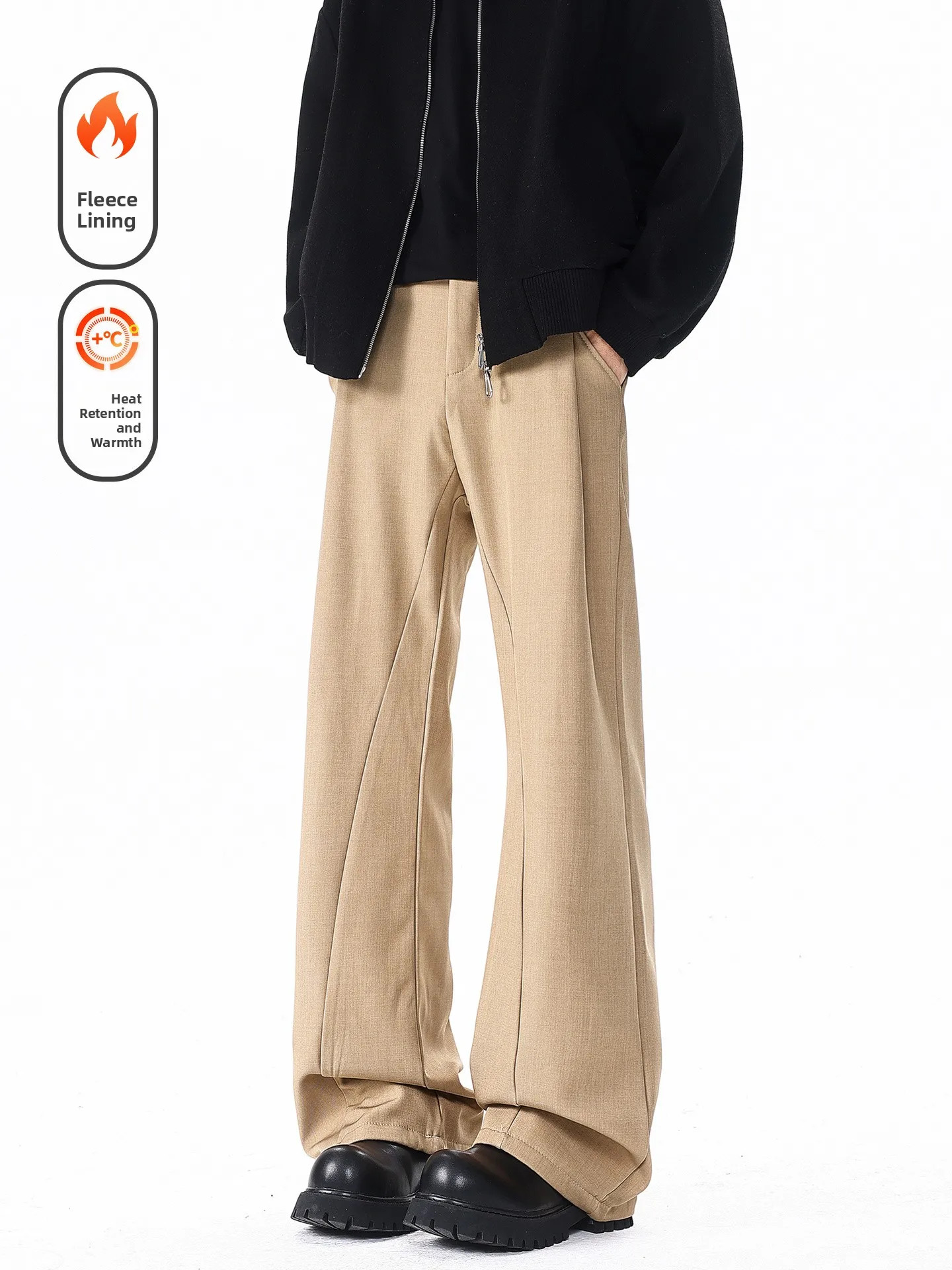 

Модные винтажные свободные прямые мужские повседневные брюки с подкладкой Fce, удобная универсальная весенняя одежда