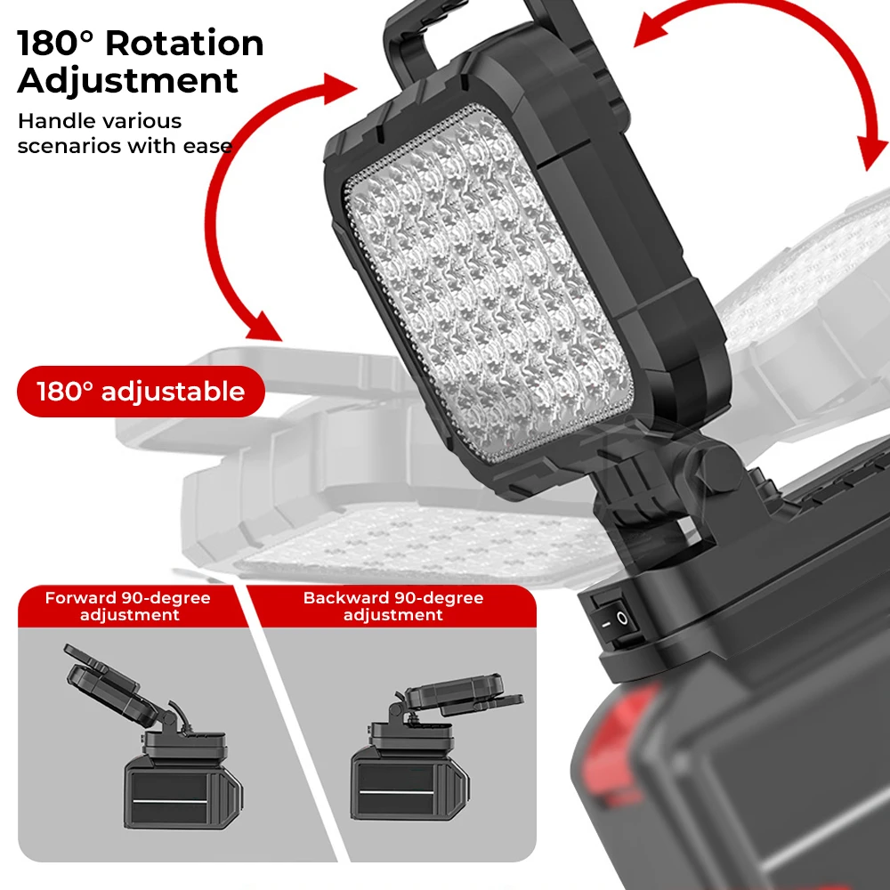 

Для Dewalt 20 В 15 светодиодных рабочих фонарей, прожектор, портативный ручной фонарь для Makita/Miwaulkee, аккумулятор 18 В-21 В, 2 выхода USB