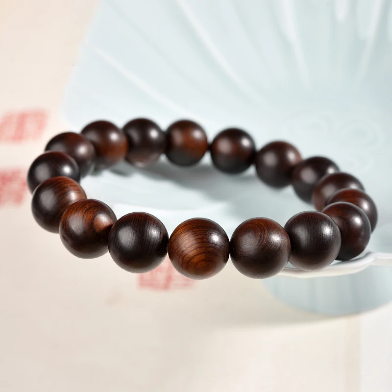 Bracciale in legno naturale Cliff Cypress Lightning Strike Materiale vecchio invecchiato Bracciale con rosario da uomo con perline di preghiera in legno autentico