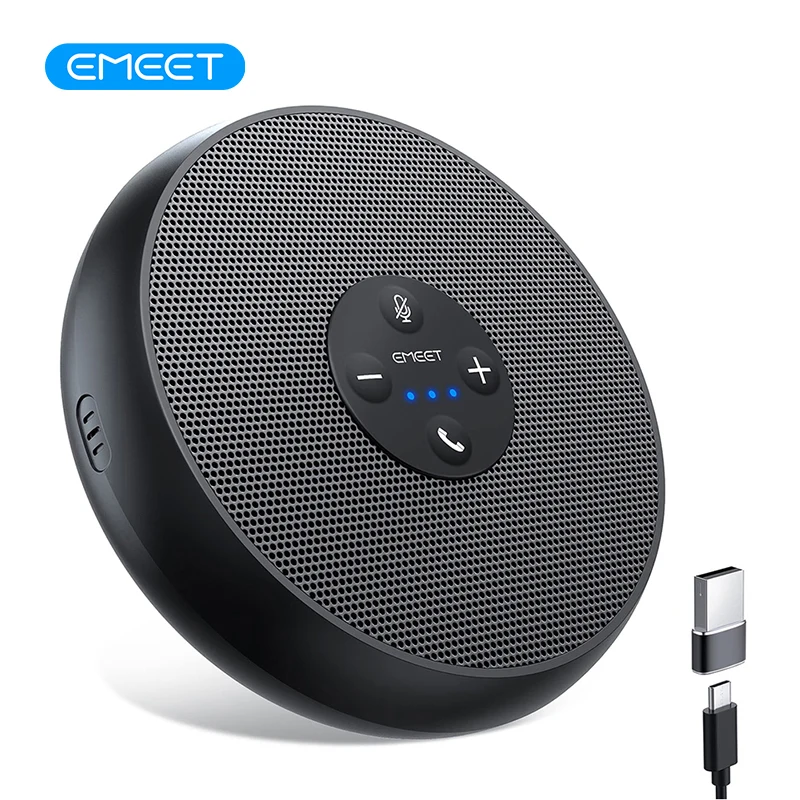 EMEET USB-Kabelgebundenes Konferenzlautsprechersystem mit 2 Mikrofonen 360° °   Sprachaufnahme-Meeting-Mikrofon für Zoom/WebEx/Microsoft Teams