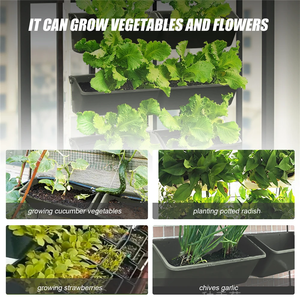 Hangende plantenbakstandaard met schephaken, kabelbinders en bloempotten voor dekken, veranda's, balkons, tuinen Uitstekend laadvermogen