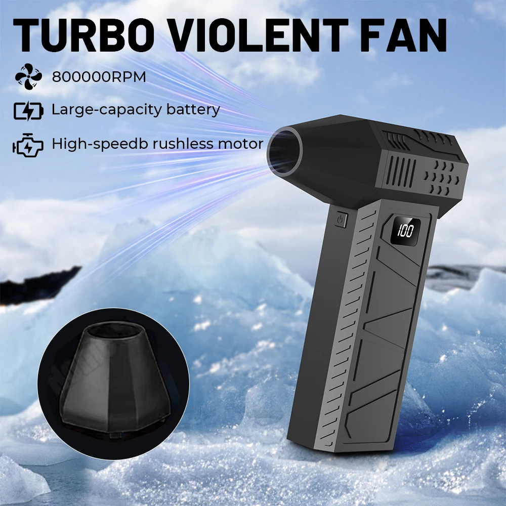 Portable Handheld fan Strong Wind 100 Gear Wind speed LED Digital Display Adjustable Turbo Portable Outdoor Handheld Fan 6000mAh