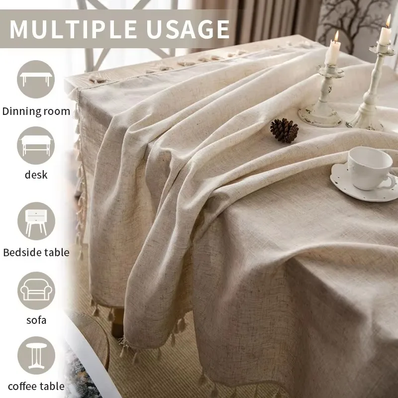 Tablecloth Cotton and Linen tapete Rectangular Tablecloth for Table nappe de table Tassel Table Cover Tafelkleed mantel mesa