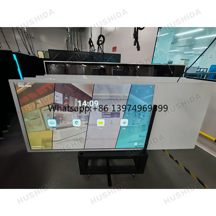 HUSHIDA 55Inch 4K Vertical LCD Digital Signage Totem Touch Screen Standing Advertising Display Floor Standing Interactive Kiosk