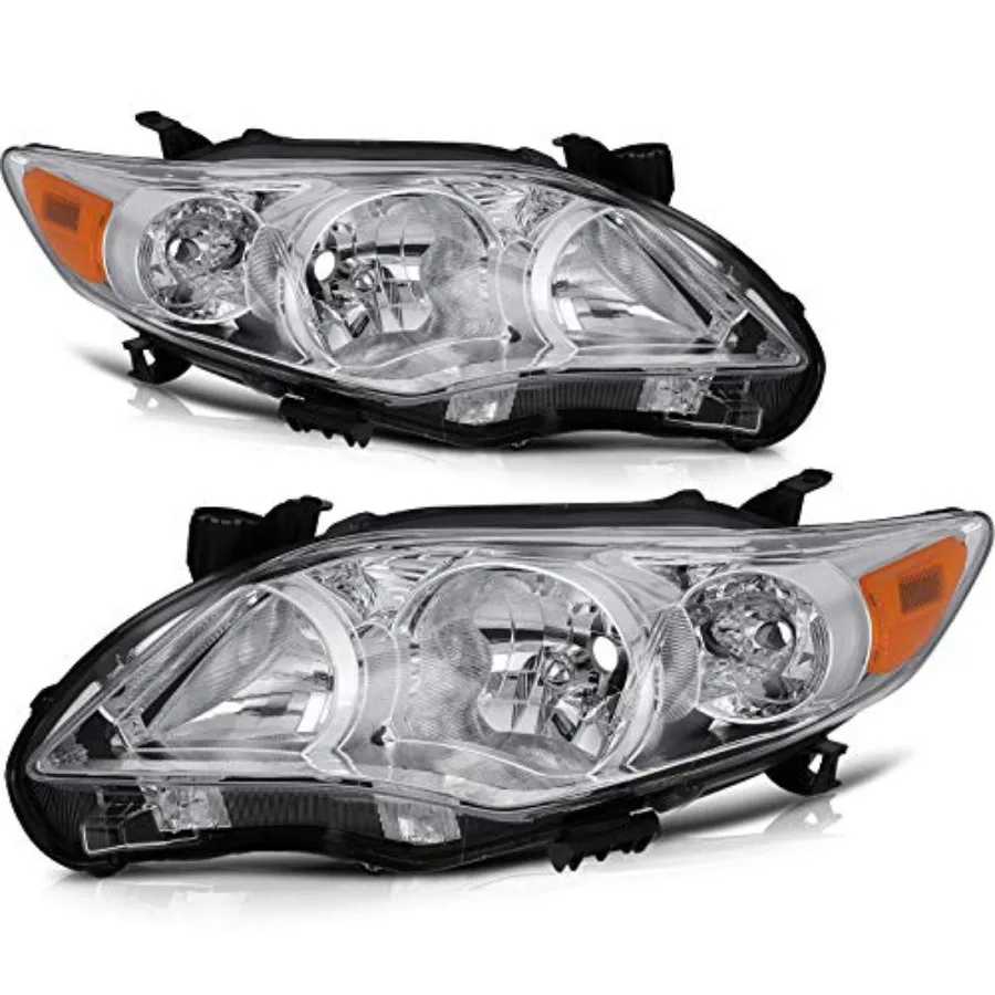 

Фара в сборе для Toyota Corolla 2011-2013, хромированный корпус, янтарный отражатель, прозрачные линзы