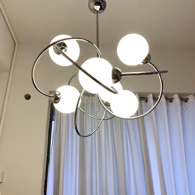 New Summer Design Frosted White Glass G9 LED Chrome Warm Light Living Room Modern Popular Pendant Lamp Chandelier