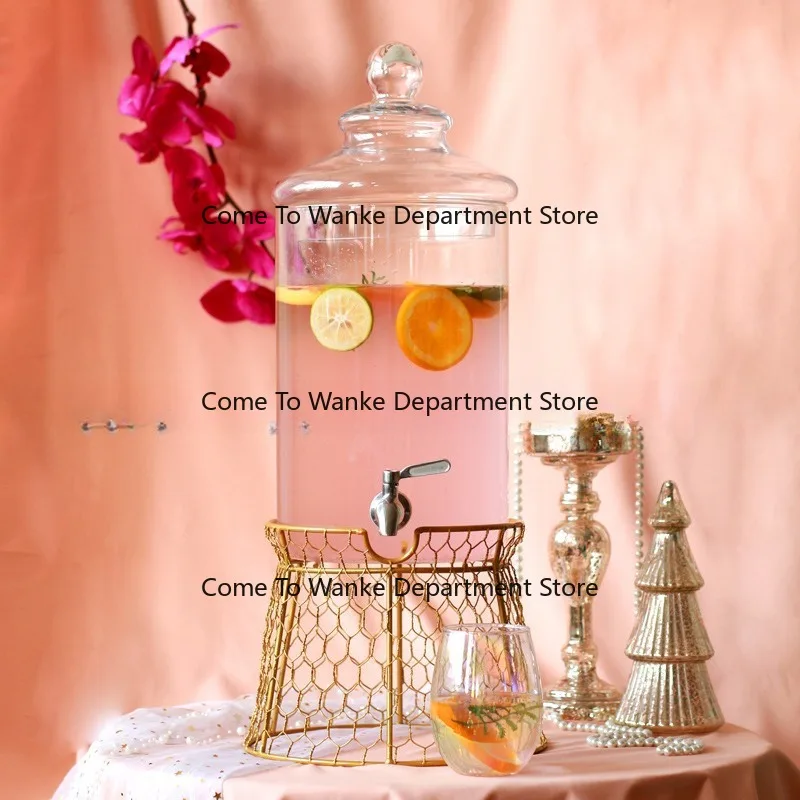 Heat Resistant High Borosilicate Glass Drink Dispenser with Tap Transparent Cold Juice Jar for Party Dessert Table