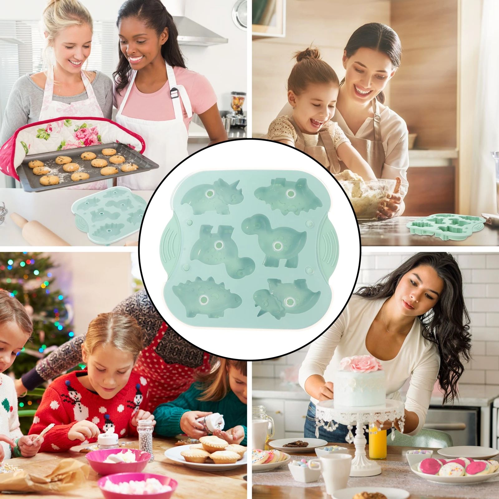 

2pcs Silicone Dinosaur Cake Mold Baking Tool Food Grade Animal Biscuit Mould for Dessert Cookies Making