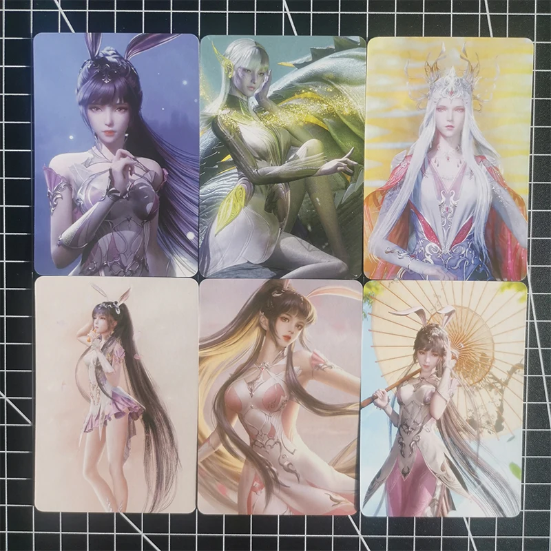 W magazynie 6Pcs/set Soul Land Xiaowu Hu Liena Qian Renxue Bi Bidong Goddess Sexy Anime Girls Game Collection Cards Xmas Gift Toys