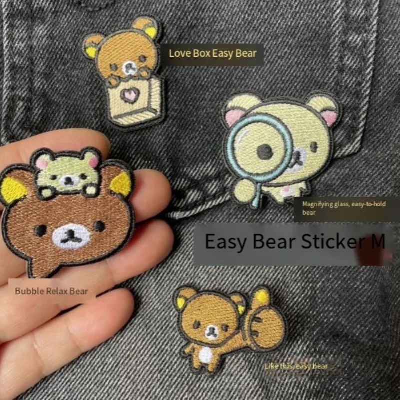

Self Adhesive Version Rilakkuma Cartoon Periphery Embroidery Cloth Paste Clothes Down Jacket Cute Decoration Repair Decal Bag