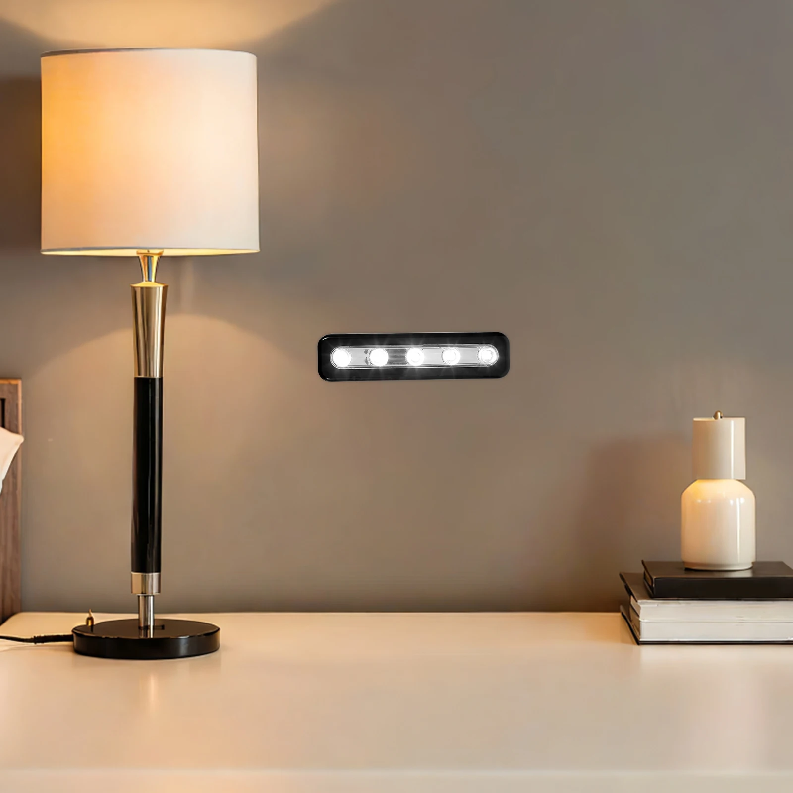 

LED Light Bar Adhesive Backing Flat Smooth Surfaces Motion Sensor Night Light Ultra Bright 5 White LED Energy Saving