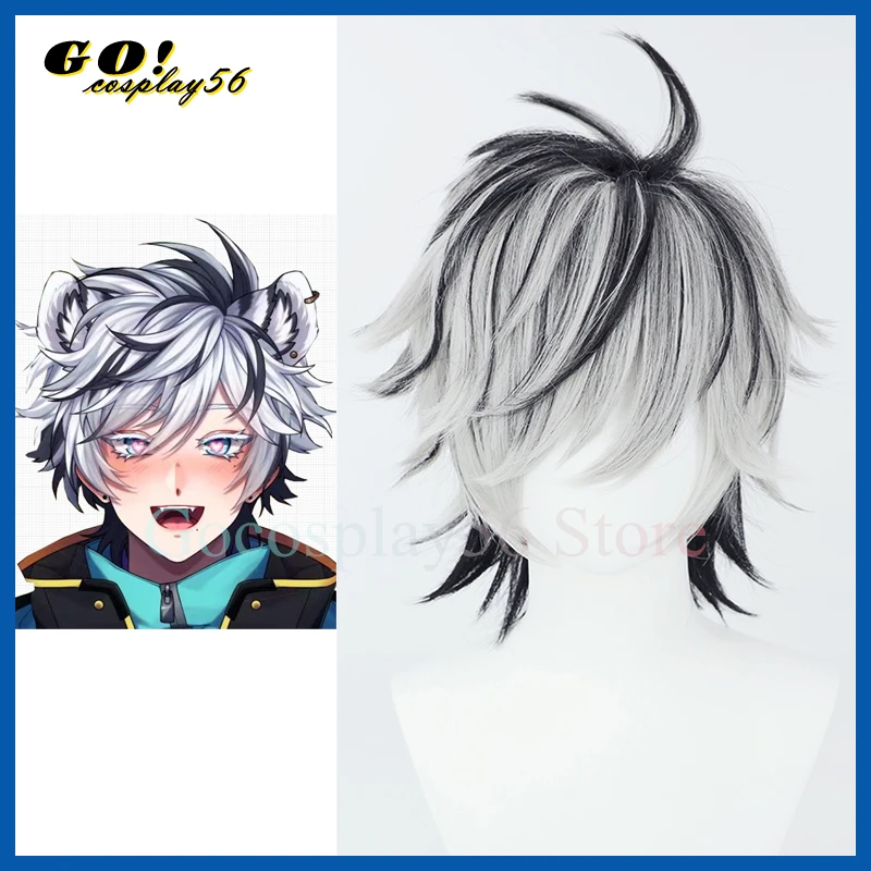 

Cielwave Cosplay Wig Mixed Grey Black Short Heat Resistant Hair Youtuber Virtual Idol Headwear