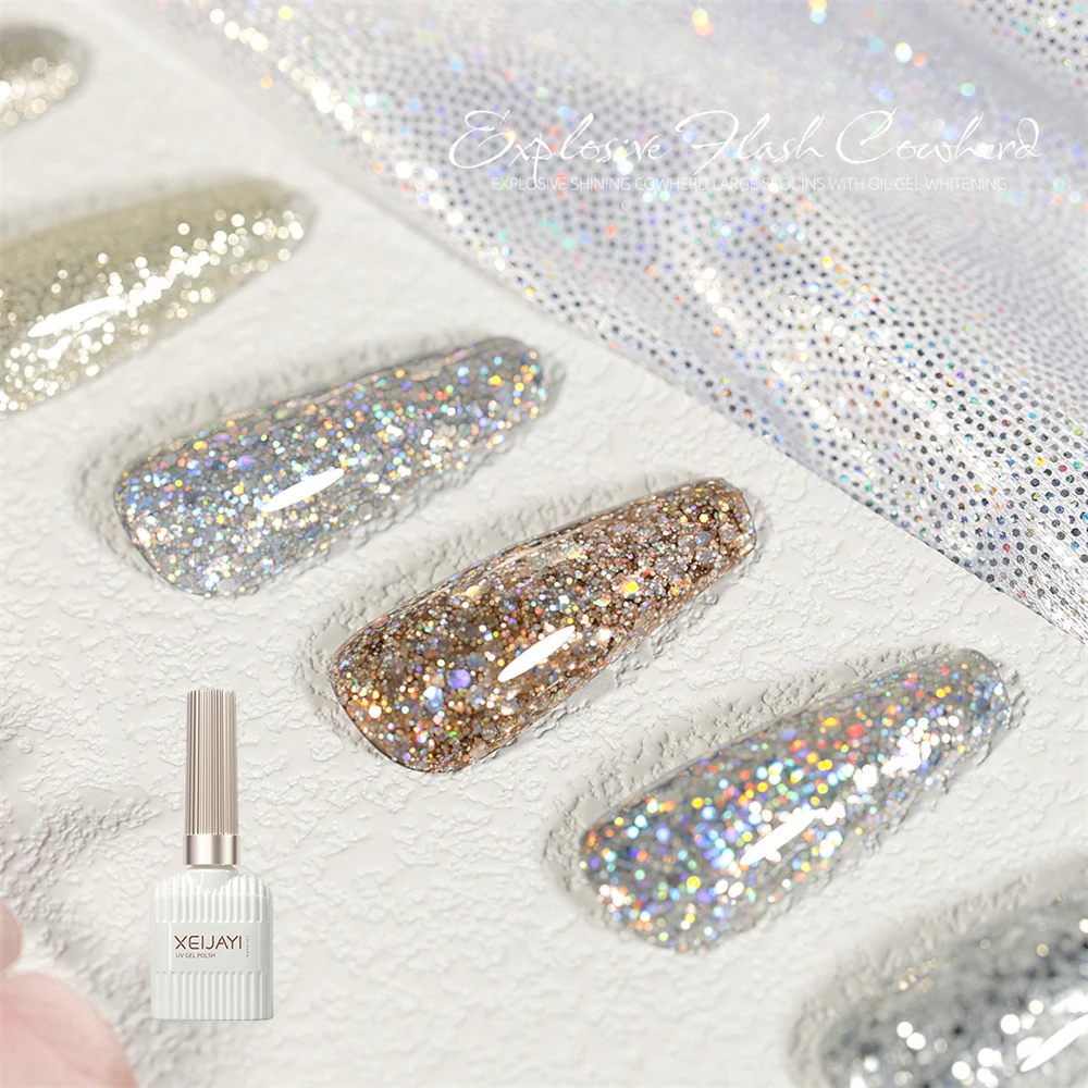 15ml Glitter Color Gel Nail Polish Glitter Sequin Varnish Semi Permanent Base Top Coat Soak Off UV Led Gel For Nail Art