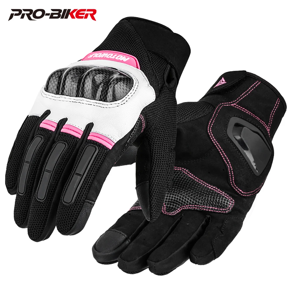 

Women's Motorcycle Gloves Breathable Riding Equipment Motorcycle Rider Anti-fall Full Finger Touch Screen Leather Four Seasons