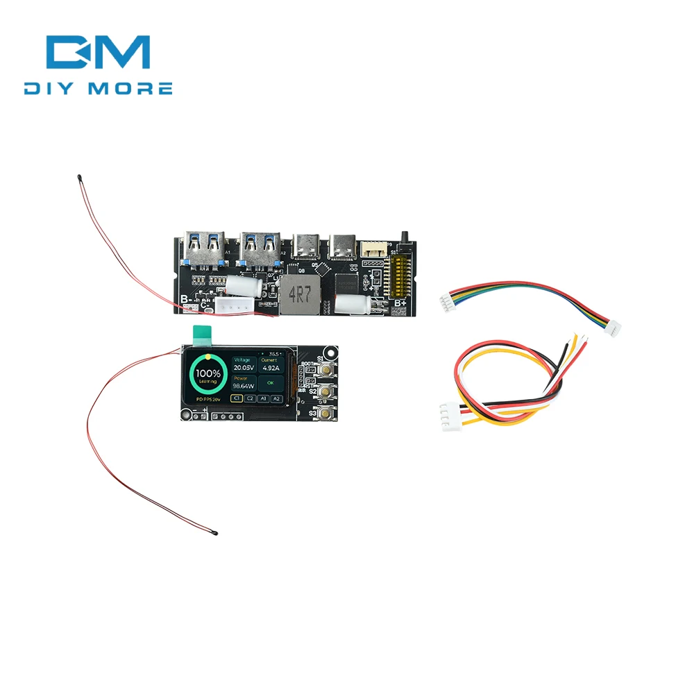 100W Max Power Bank Diy Module 3.3-21V Adjustable Voltage Current Pd Ufcs Qc Fast Charging Board Auto Buck Boost
