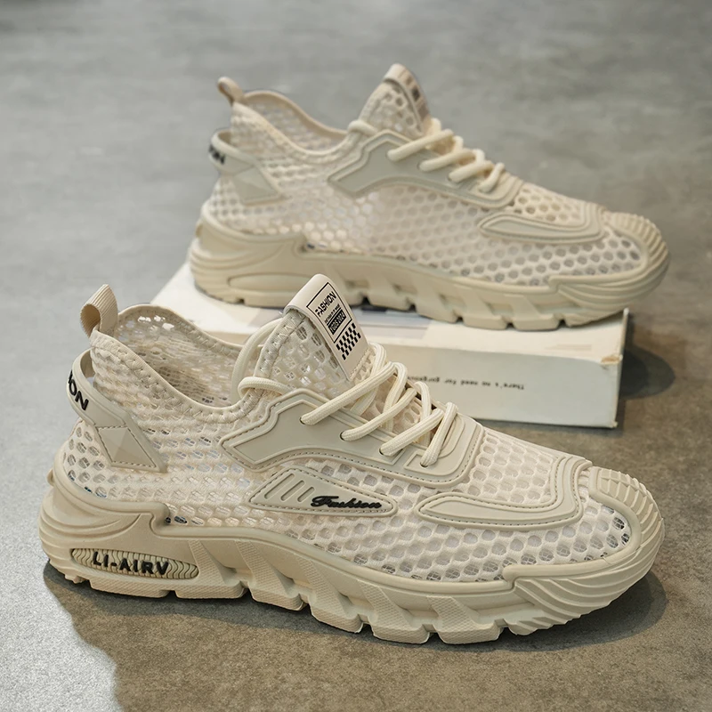 أحذية المشي الصيفية للرجال ، أحذية رياضية خفيفة الوزن ، شبكية ، متماسكة ، تنس ، مقاس كبير 44 ، جودة عالية ، جديدة ،