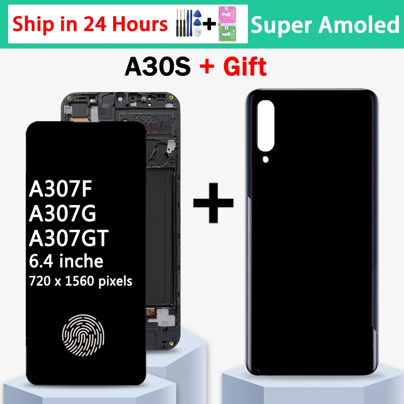 6.4'' Super Amoled  For Samsung  A30S A307 LCD Display with Touch Screen Digitizer Assembly For Samsung A30s A307F LCD