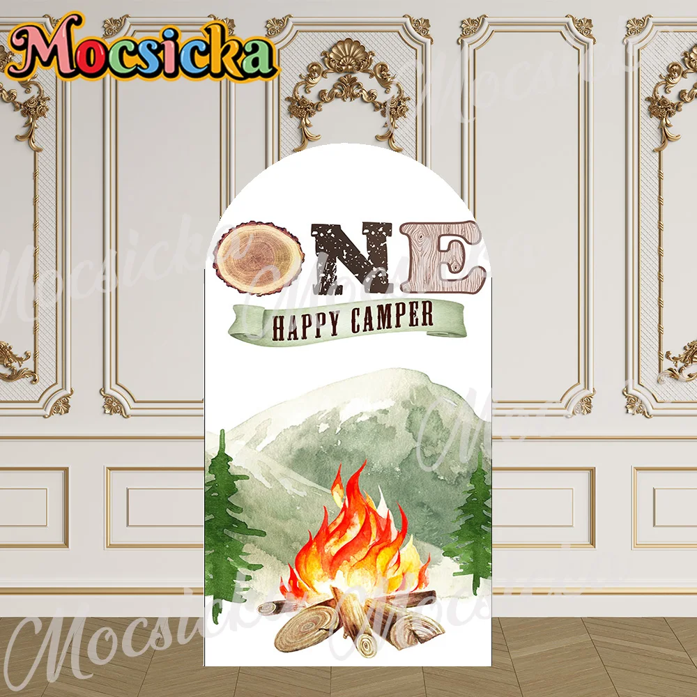Mocsicka 2-Sided غطاء قوس الحياة البرية واحد سعيد العربة خلفية استحمام الطفل قوس جدار الأطفال 1st حفلة عيد ميلاد حفلة موسيقية الاستوديو