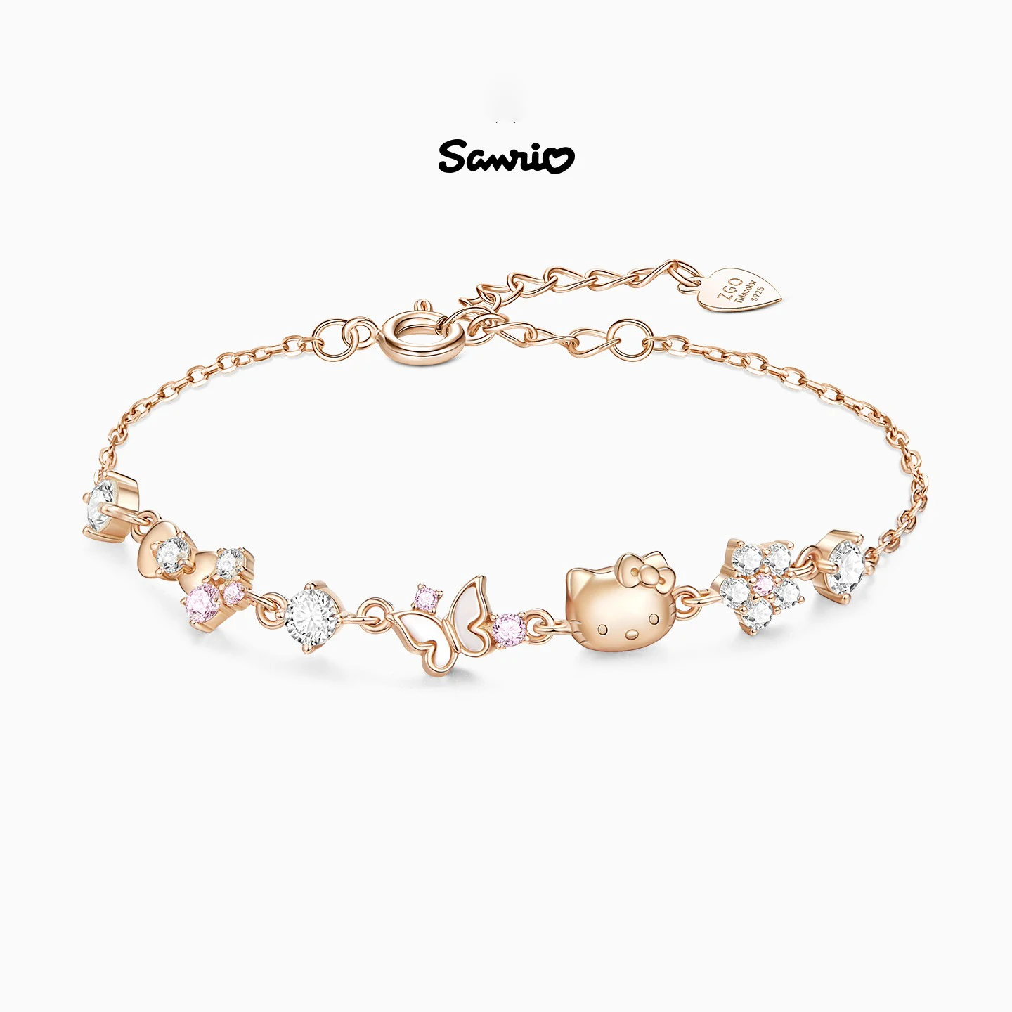 Pulsera de mariposa HelloKitty, pulsera de plata de ley 925, cadenas con Clip de papel, accesorios de moda, joyería para mujer, regalos de Festival