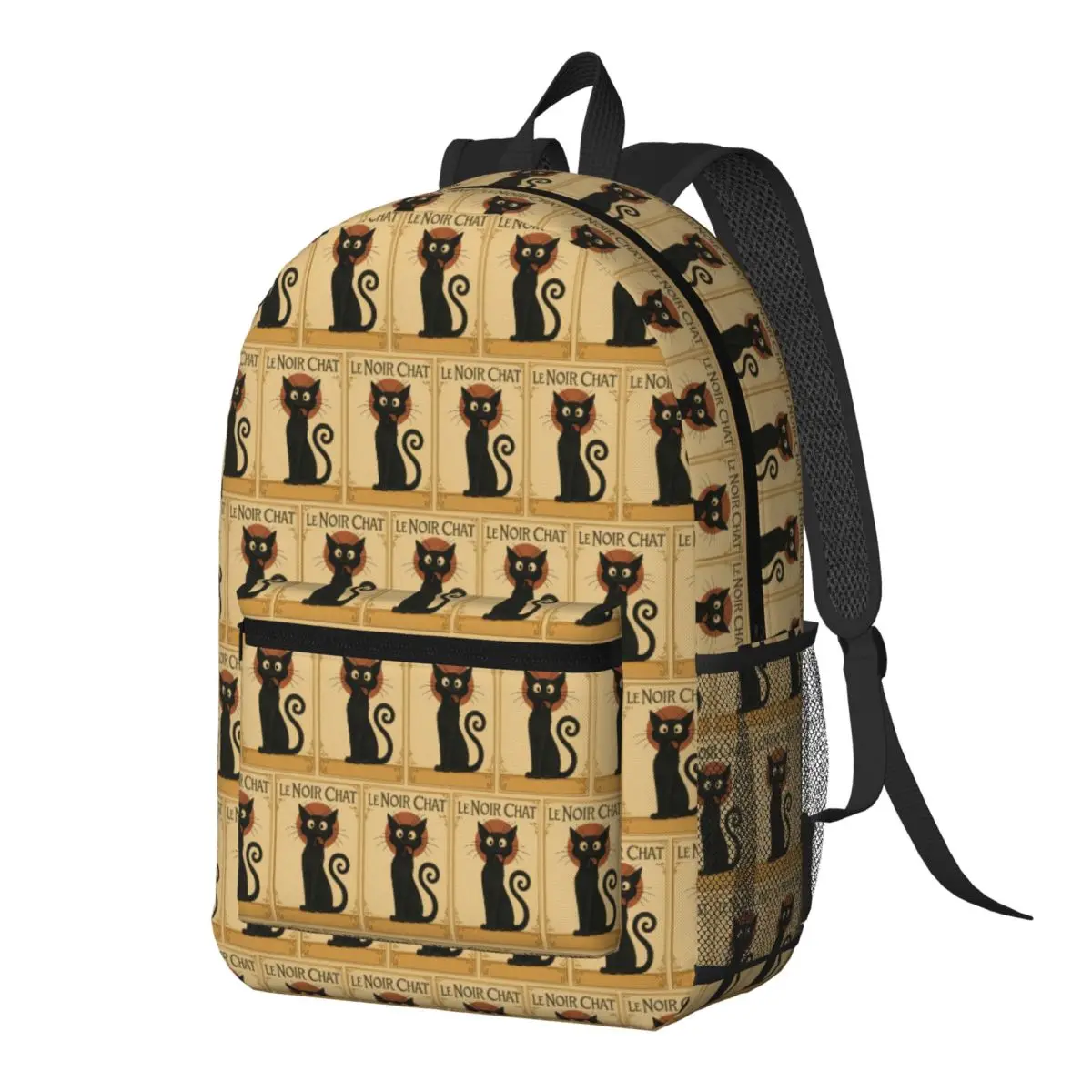 Póster de gato negro - Mochila Le Noir Chat, mochila de gran capacidad para niños, mochila escolar, bolsos de hombro para hombres y mujeres