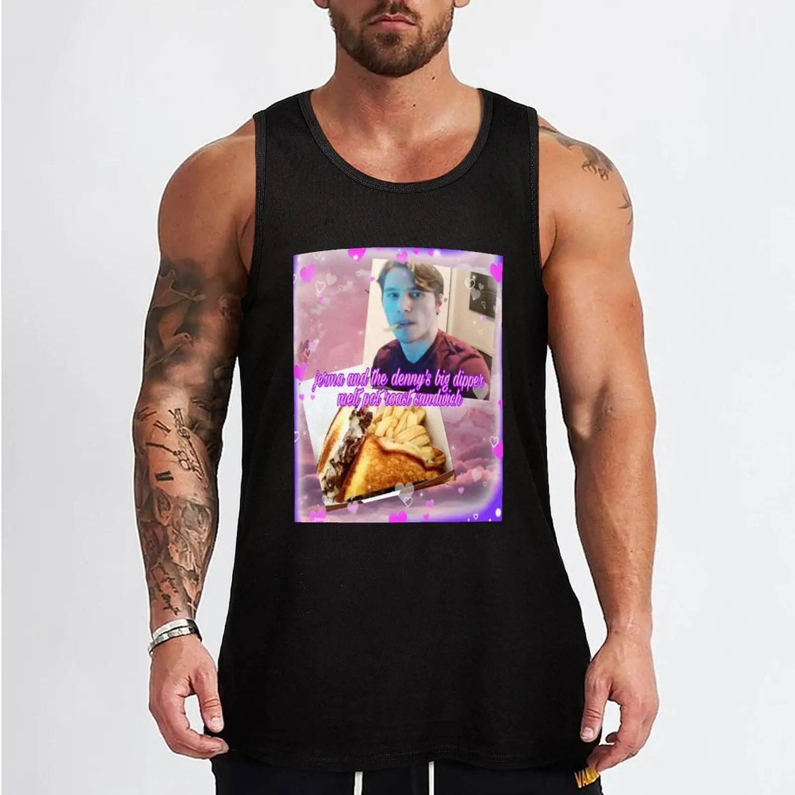 Jerma x Denny_s Big Dipper Melt Sandwich Tank Top Men's sleeveless gym shirts best selling products cute tops