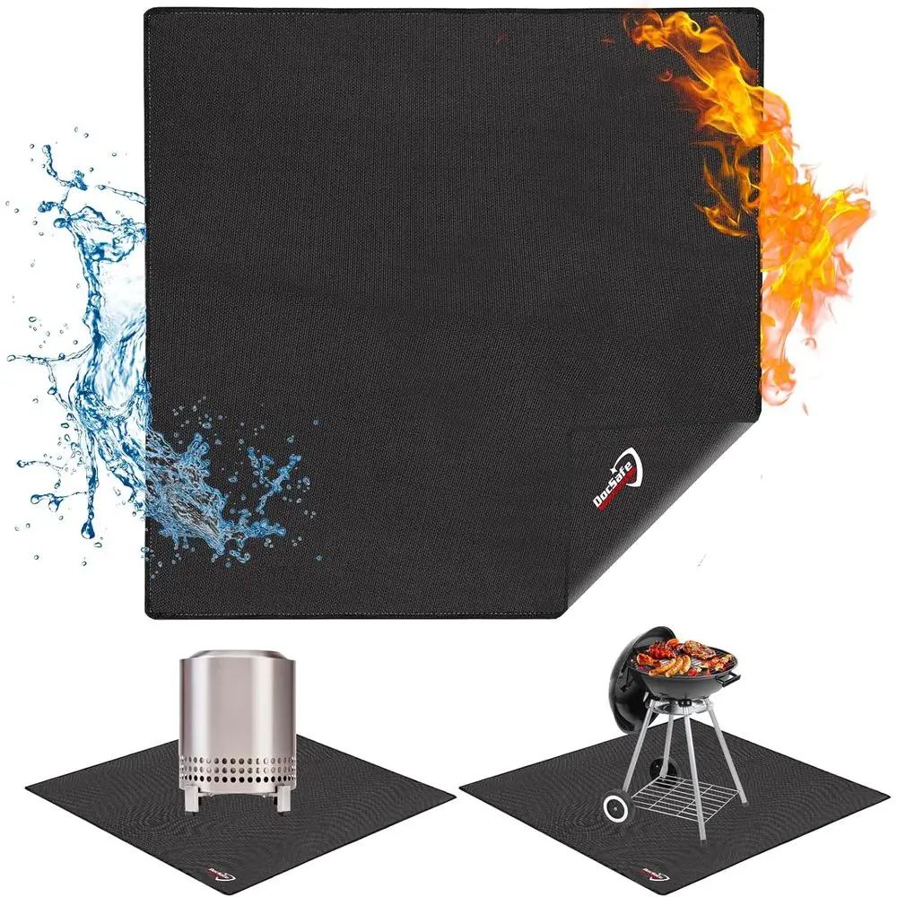 40 Square Fire Pit Mat, 4-Layer Heat Insulation for Indoor Fireplaces, Decks, Patios, and BBQ Grills, Oil and Water Resistant, B