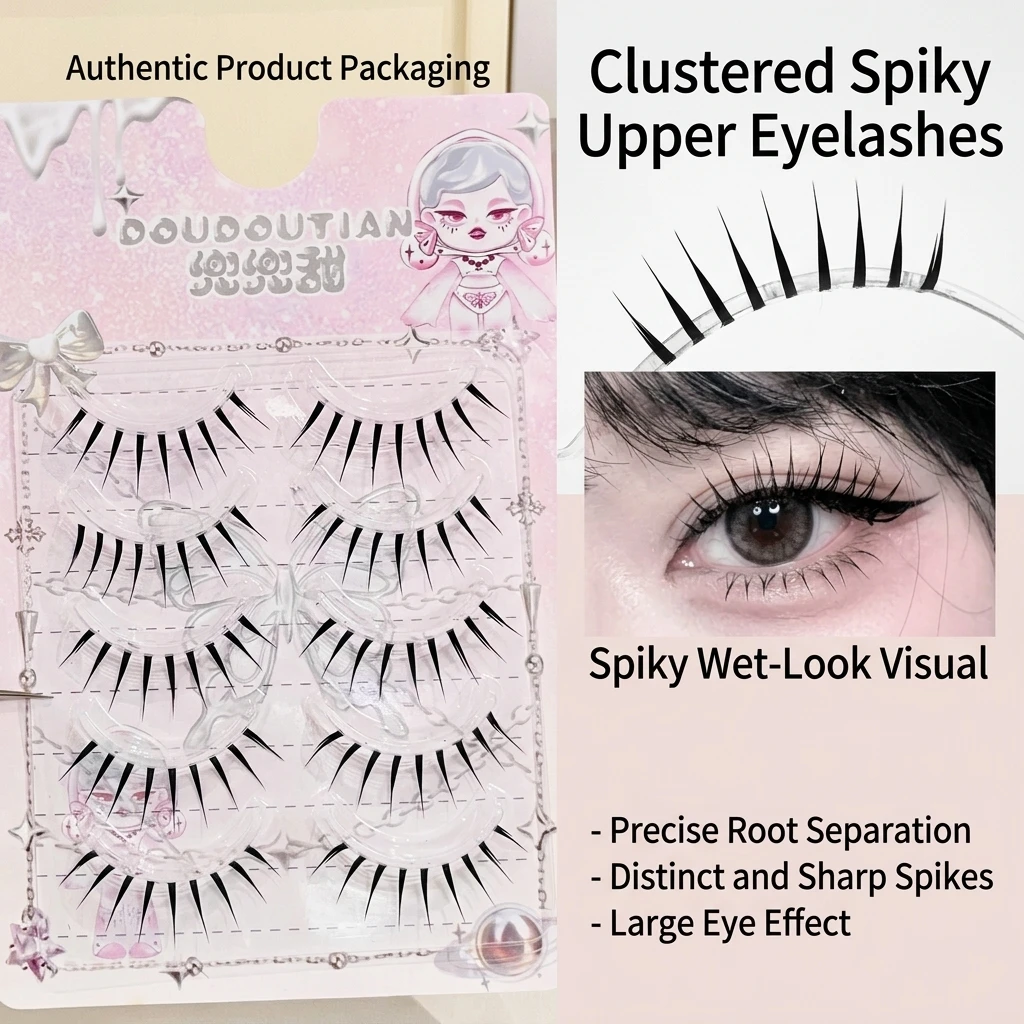 Spiky Wet-look Natural False Eyelashes Curl Mixed 7-12mm Lightweight Comfortable Upper Fake Lashes For Daily Use And Photography