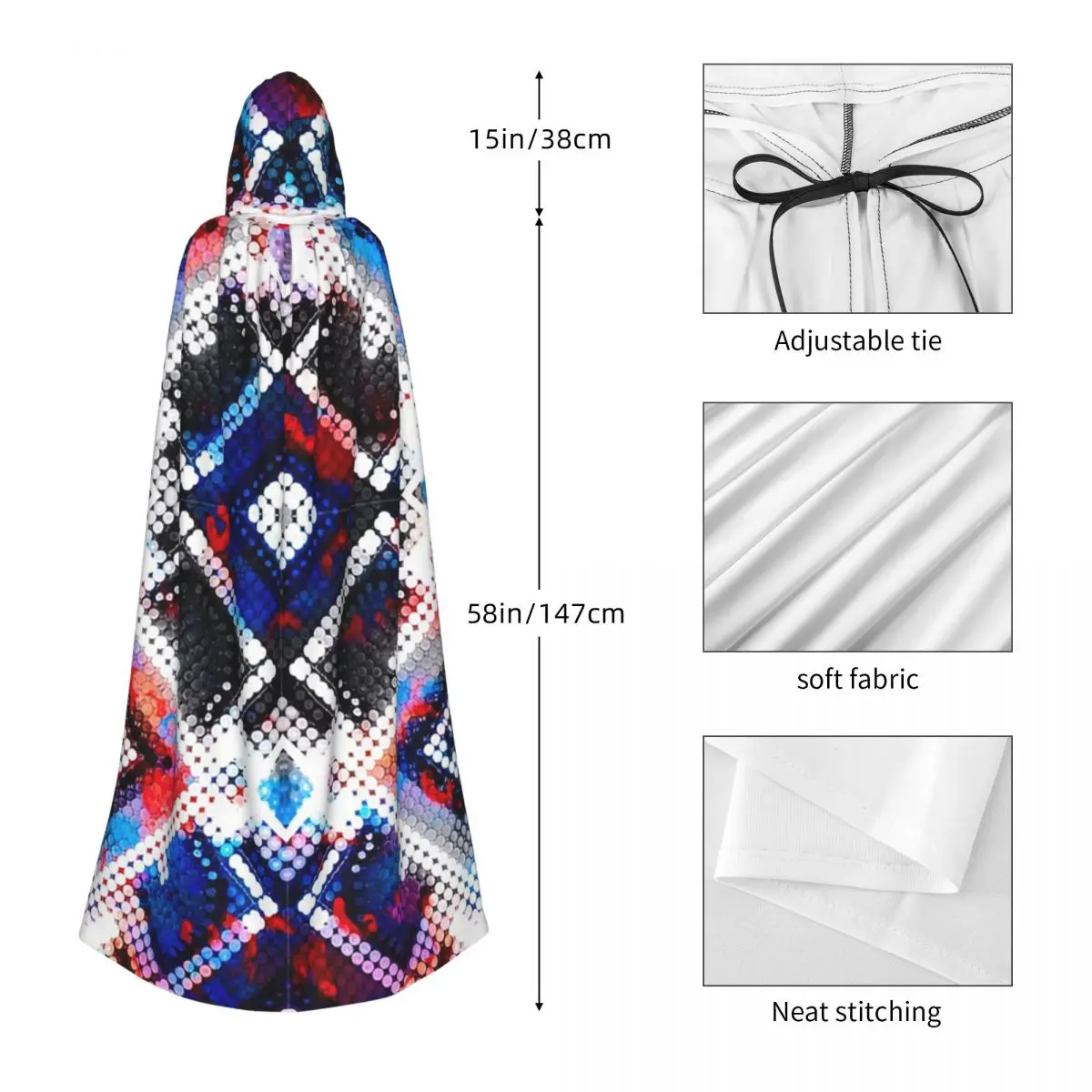 후이초르 멕시코 전통 롱 후드 망토 마녀 중세 의상 코스프레 케이프 할로윈 코트 성인 유니섹스