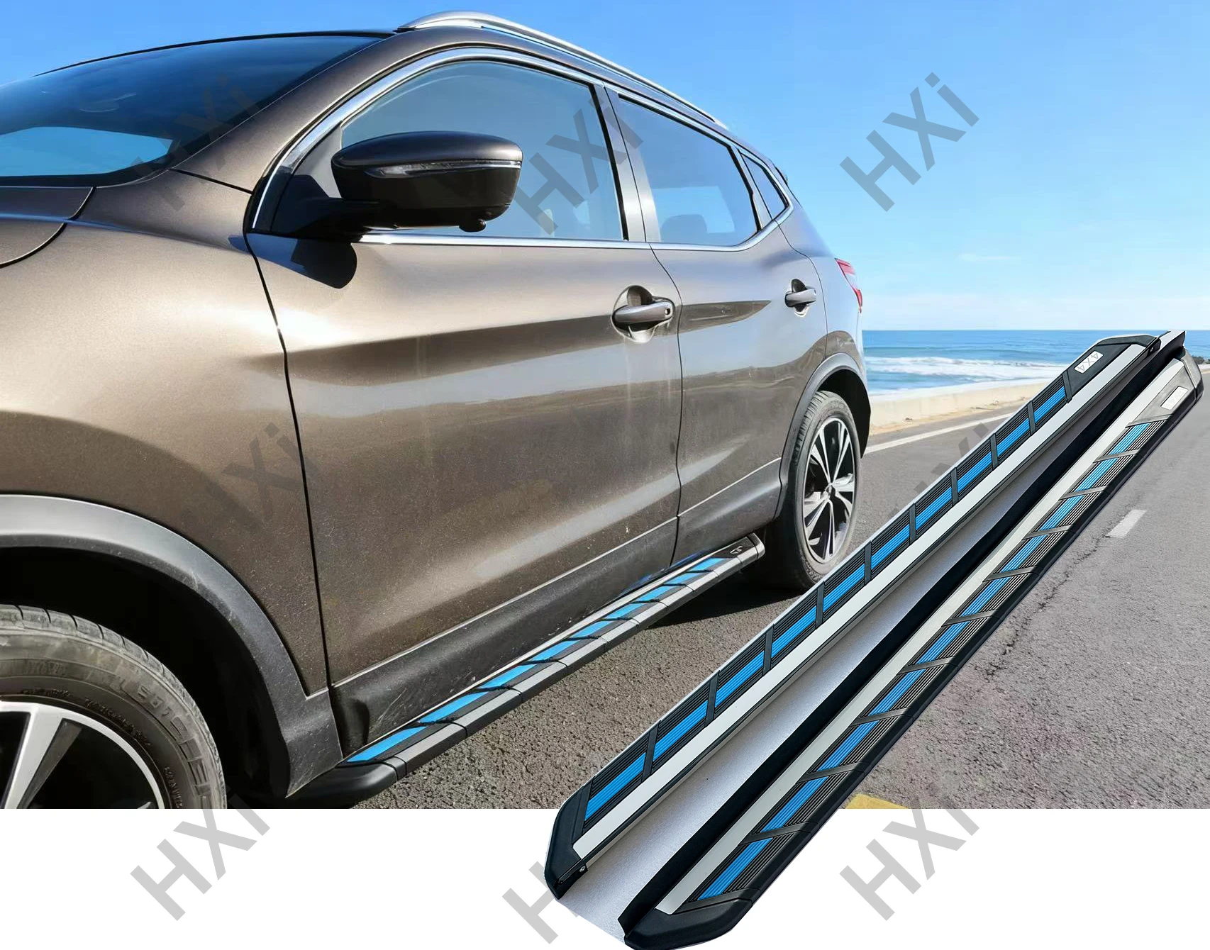 

2 шт. подходят для Vauxhall Opel Grandland 2018-2024, подножки, боковые ступеньки, Nerf Bar, алюминиевая педаль (с кронштейнами), синий ZX