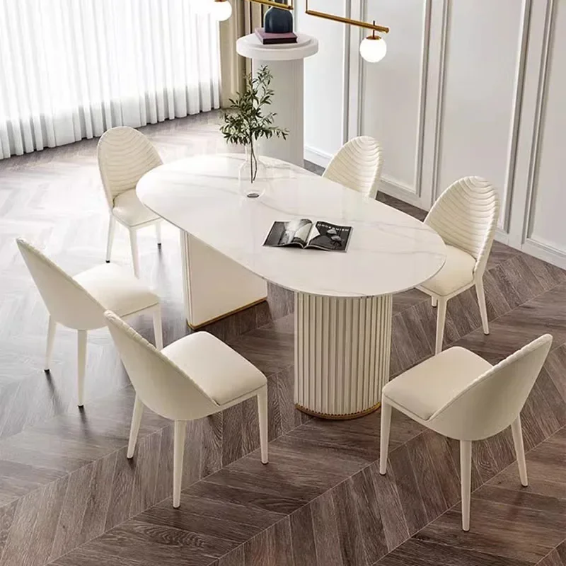 Waterproof Oval Dining Table Modern Base Stand Design Heat Resistance Dining Table Nordic Minimalist Mesa Comedor Home Furniture