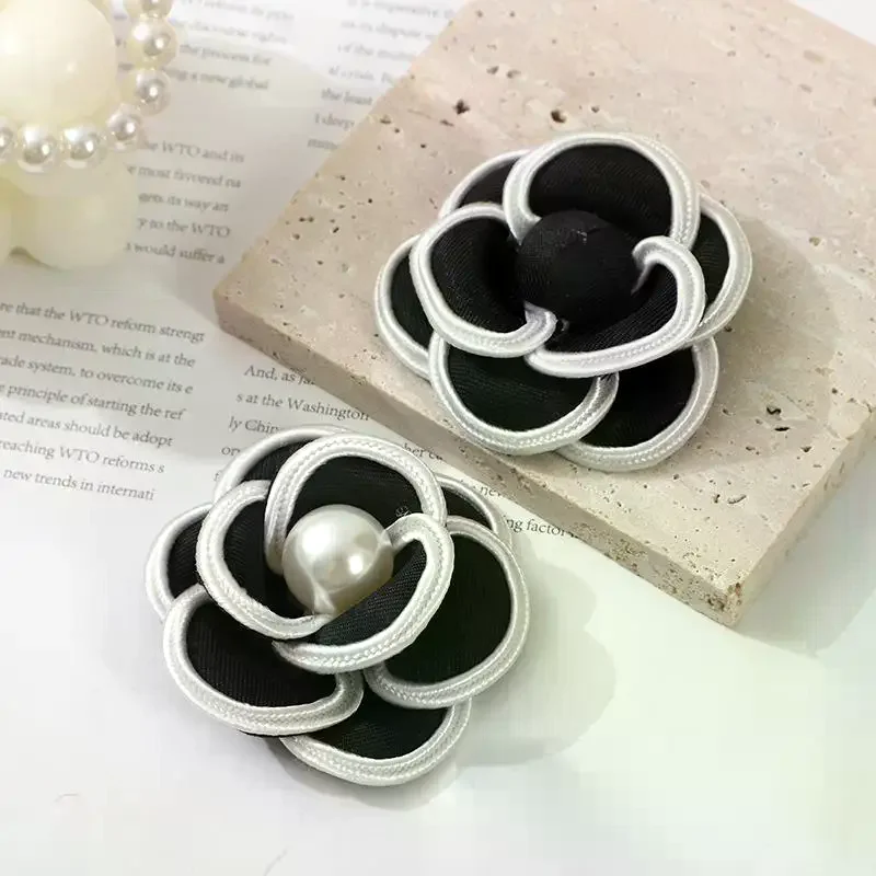 دبابيس زهرة الكاميليا النسيج الأسود للمرأة بروش دبابيس فستان قميص الإكسسوارات هدية #2