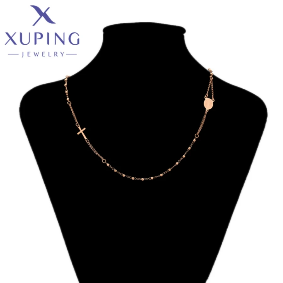 Xuping Jewelry Fashion Stainless Steel Circular Rose Gold Color Chains Necklace for Women Men Christmas Party Gift T000928166