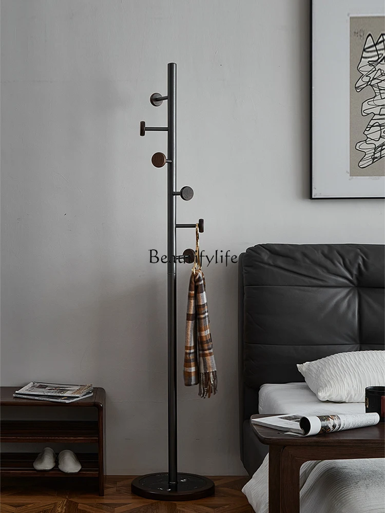 Medieval light luxury high-grade solid wood stainless steel floor coat rack living room corner rack