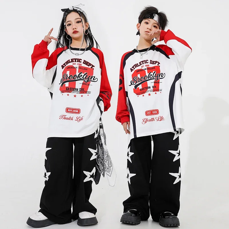 

Girls Streetwear Boys Hip Hop Black Sweatshirt Cargo Pants Kids Street Dance Sport Clothes Sets Children Jazz Cool Costumes