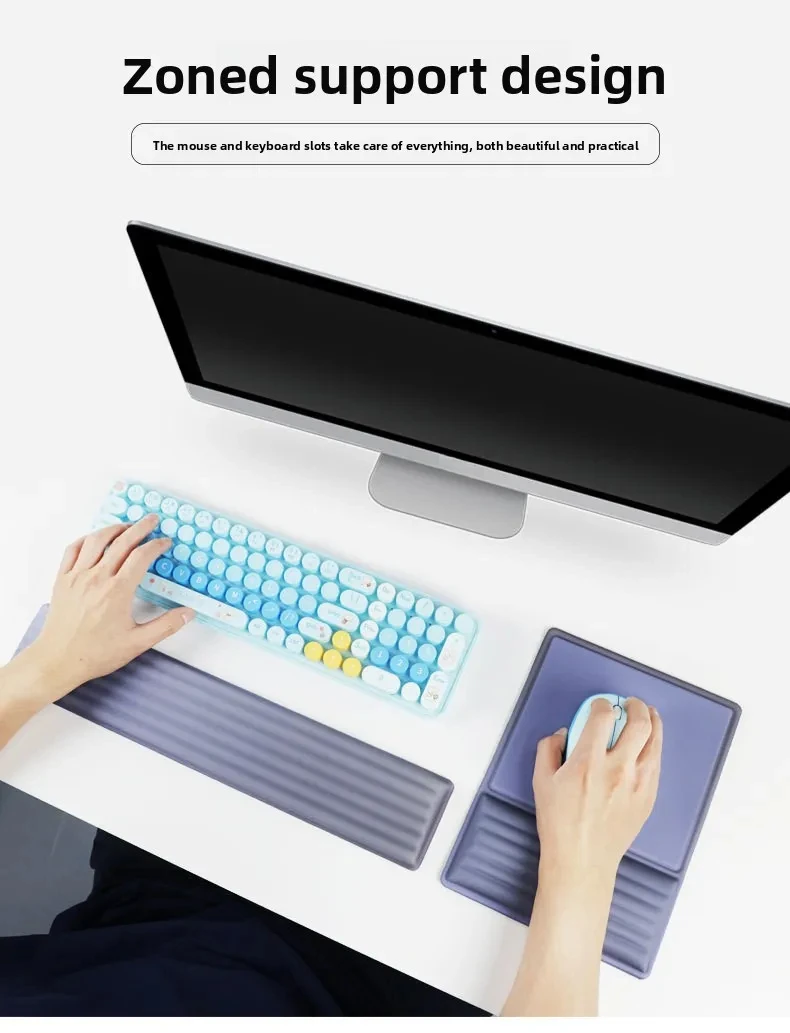 Buntes Handgelenkauflagen-Set Tastatur-Mauspad Ergonomische Schreibtischunterlage Weiche Unterstützung für Büro und Gaming 6 Muster – Detail 4